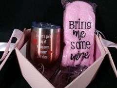 Heart Surprise Gift Box For Women - Tumbler & Socks "Bring Me Some Wine"