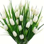 Artificial Tulips Flower Home Decor – White 6 Total Pieces