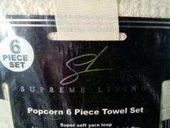 Supreme Living, Popcorn 6 Piece Towel Set, Beige 4683