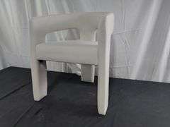 Modern Barrel Dining Chair, Upholstered Open Back Accent Seat, Beige