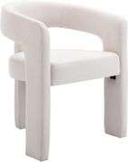 Modern Barrel Dining Chair, Upholstered Open Back Accent Seat, Beige