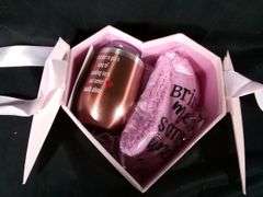 Heart Surprise Gift Box For Women - Tumbler & Socks "Bring Me Some Wine"