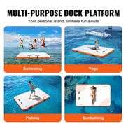 Vevor Inflatable Floating Dock Platform – White/Orange 10 x 10ft (carrying bag & pump not included)
