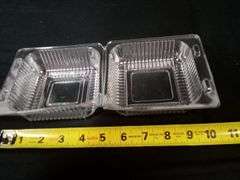 50 Pack 4 x 4 Inch Clamshell Takeout Clear Hinged Plastic Containers