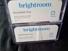 Assortment of 2 Brightroom Clear Plastic Stackable Trays