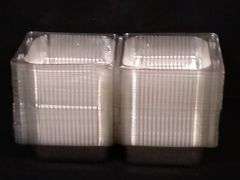 50 Pack 4 x 4 Inch Clamshell Takeout Clear Hinged Plastic Containers