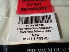 Premium Plastic Tablecloth 84" Round Plastic Table Cover – Ivory 6 Count
