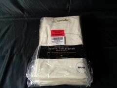 Premium Plastic Tablecloth 84" Round Plastic Table Cover – Ivory 6 Count