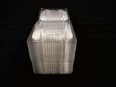 50 Pack 4 x 4 Inch Clamshell Takeout Clear Hinged Plastic Containers