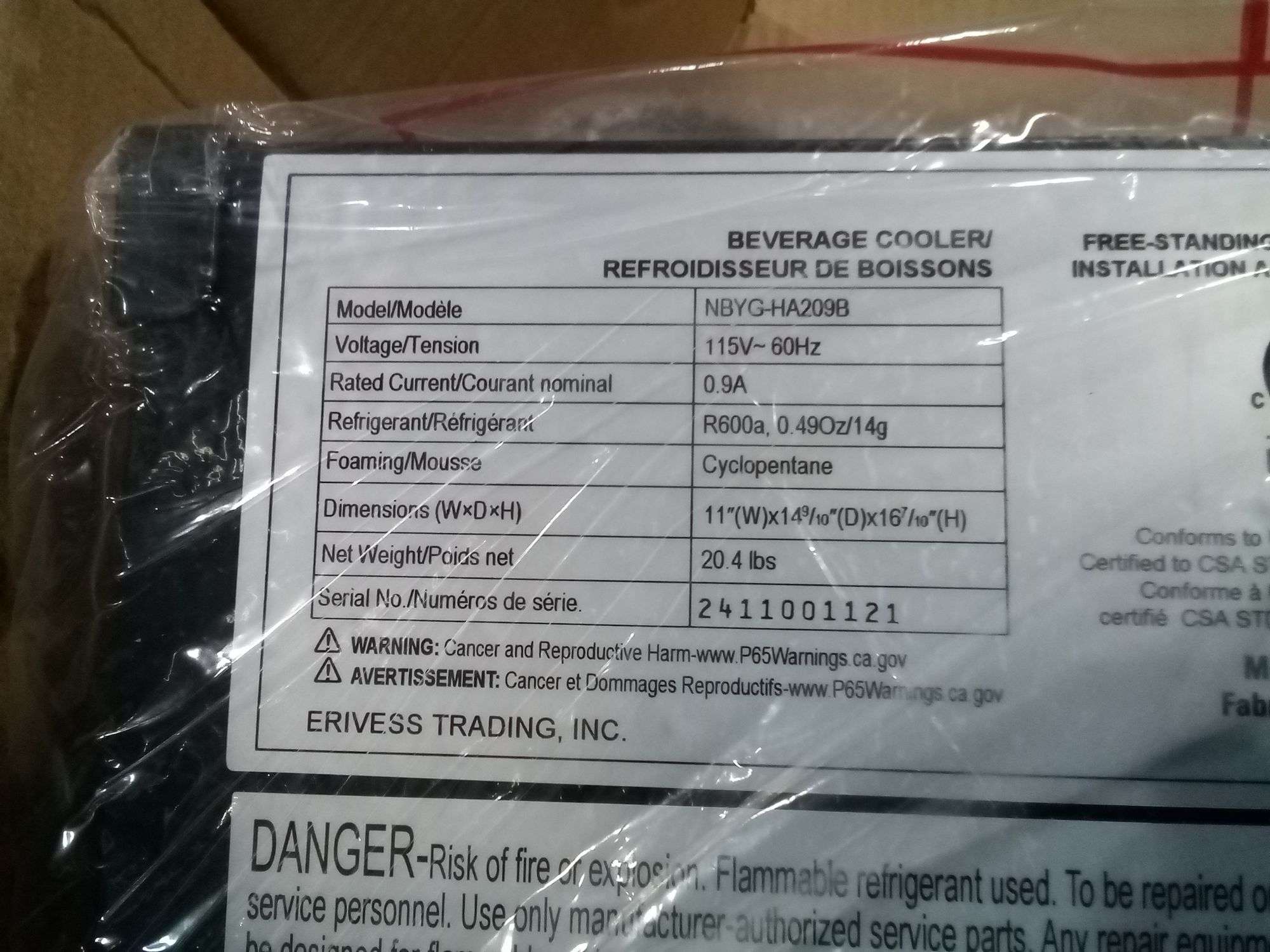 Beverage Cooler, Black NBYG-HA209B - Dutch Goat