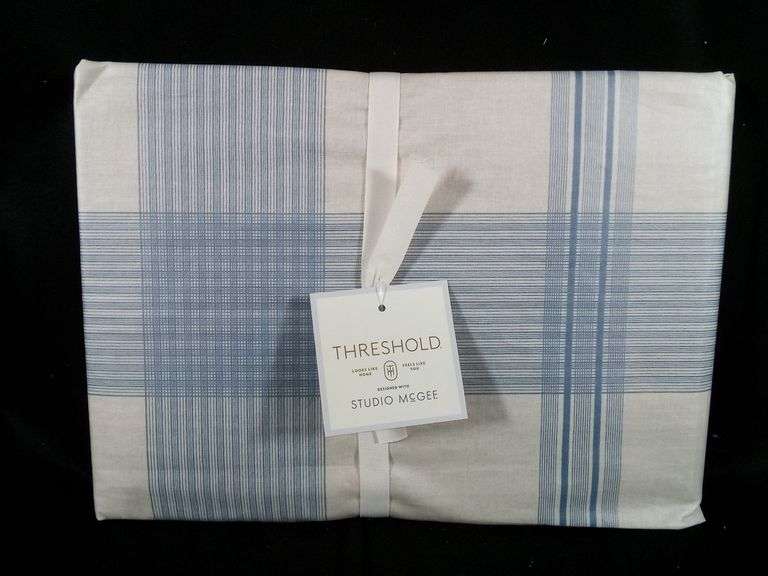 Threshold, Classic Spring Pattern Round Oiled Tablecloth, Blue Plaid, 70" Dia
