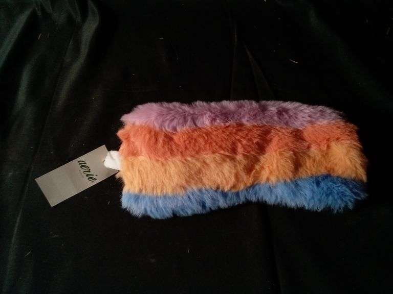 Women's Aerie Fur Sleep Mask with Pretty Stripes/Elastic Band – Size: US O/S