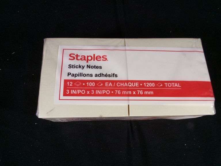 Staples Sticky Notes – Yellow 3" x 3" 12 Pads (100 Sheets/Pad) 1200 Total Sheets