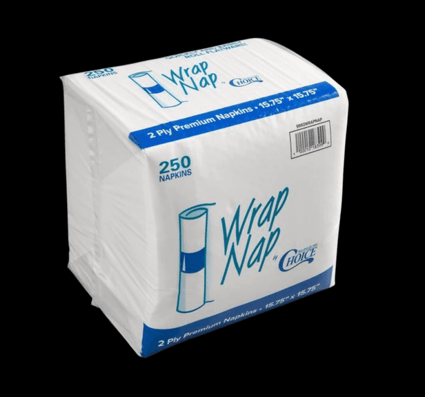 Lot Of 2 Choice, Wrap Nap 2 Ply Premium Napkins, White, 15.75"x15.75", 250 Count