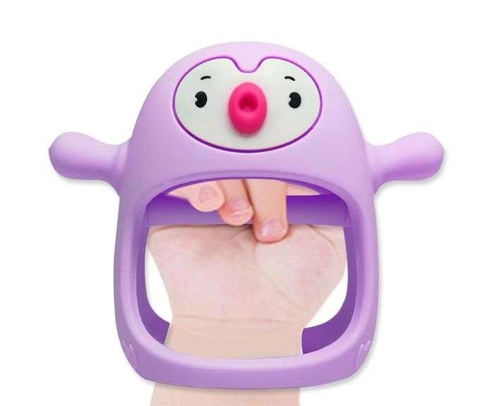 Smily Mia Penguin Combo Wearable Teether Toy Set – Purple & Pink 2 Count