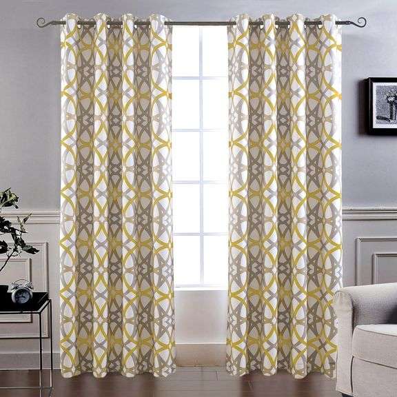 Drift Away Alexander Window Panel Blackout Curtains – Yellow/Gray 52" x 84" Pair