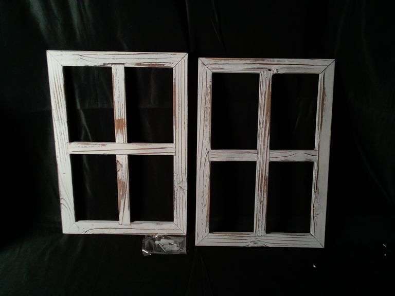 Rustic Barn Wood Wall Decor Window Frames – 11" x 15.75" 2 Count