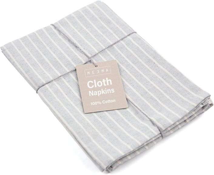 Lot of 4 Meema Cloth Napkins – Gray Striped
