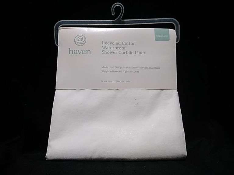 Haven Recycled Cotton Waterproof Shower Curtain Liner – White Standard 70" x 72"
