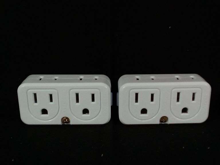 Lot of 2 Mini Wall Plug Adapter Outlet Extender with 4-Outlet – White