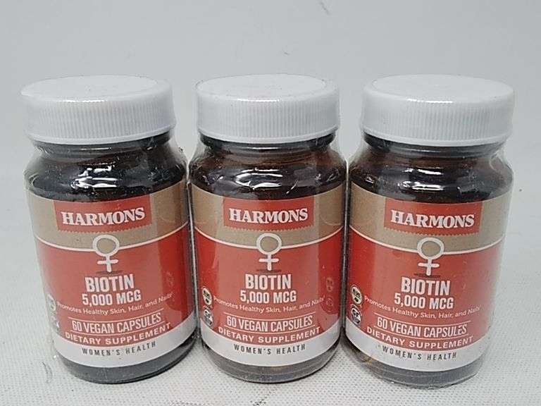 Harmons Women's Health Biotin Dietary Supplement – 60 Vegan Capsules ea. 3 Count