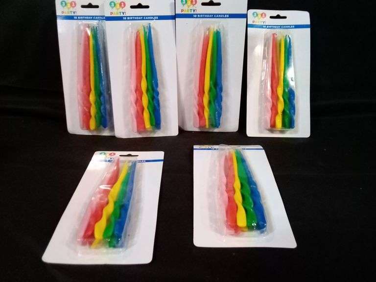 Lot of 6 321 Party! Rainbow Spiral Birthday Candles – Asst Colors, 10 Count ea.