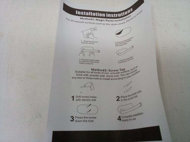 Self Adhesive or Wall Mounted Paper Towel Holder, Black