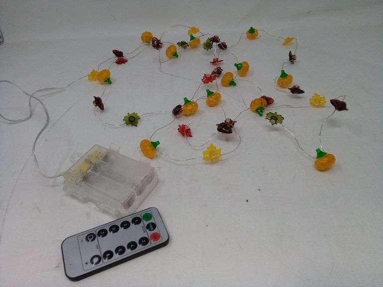 Thanksgiving String Lights, Pumpkins, Leaves & Acorns Fall Decor