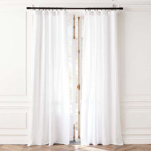 CB2 European Flax Certified Linen Curtain Panel – Ivory 48" x 120"