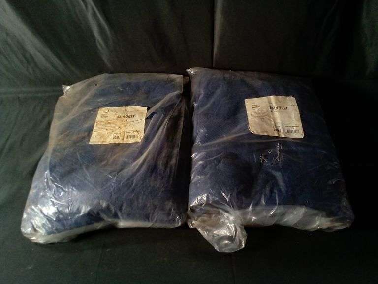 Lot of 2 OCM Standard Combed Bath Sheet – 100% Cotton Navy 30" x 60"