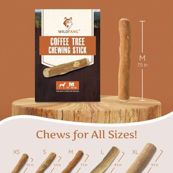 WILDFANG COFFEE TREE CHEWING STICK, Tough Chew Toys, For Medium Size Dogs