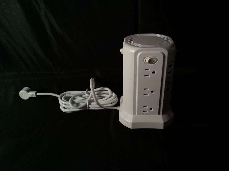 Multi-Socket Power Strip Tower w/USB Ports and Night Light – White XT-U3011
