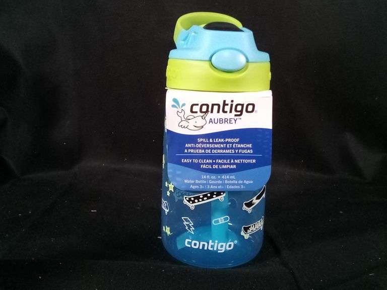 Contigo Kid's Aubrey Plastic Water Bottle - Blue Raspberry/Skater  14 oz