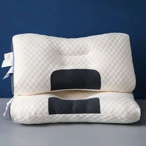 Lot of 2 - 8H Good Sleep Pillows, Cream & Gray, Standard 29"x19", Memory Foam