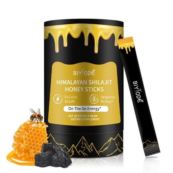 Biyode Pure Himalayan Shilajit Honey Sticks Dietary Supplement – 30 Sticks