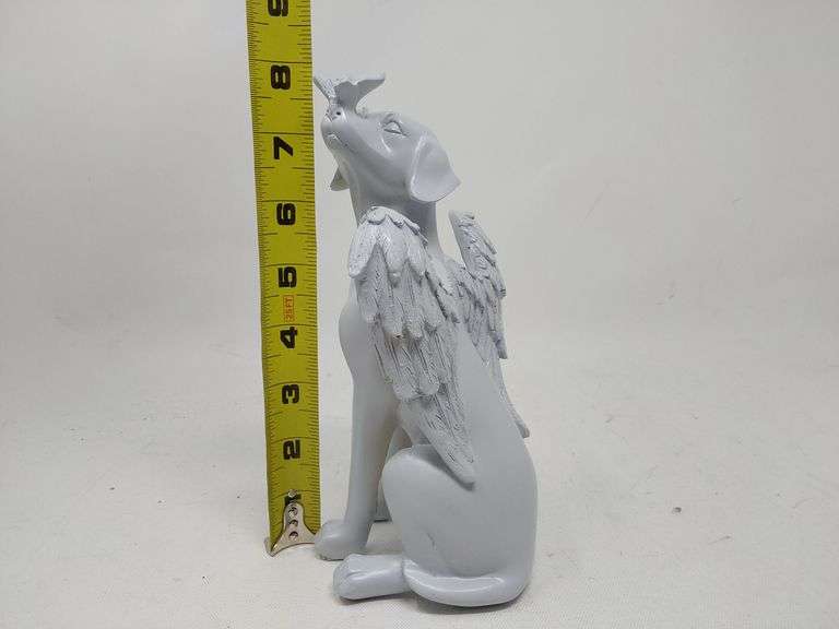 Dog Angel with Wings Pet Memorial Grave Marker Tribute Statue
