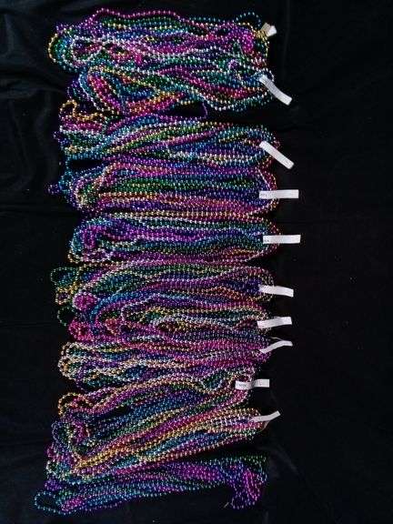 Lot of 10 Round Bead Metallic Mardi Gras Beads – Assorted Colors