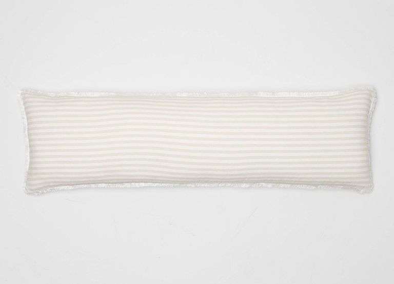 Casaluna Lumbar Heavyweight Linen Blend Stripe Decorative Throw Pillow – Natural