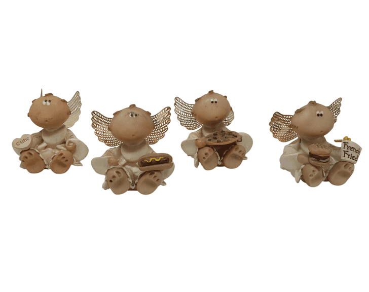 Assortment of 4 Vintage Kirk's Kritters RUSS Angel Cheeks Figurines