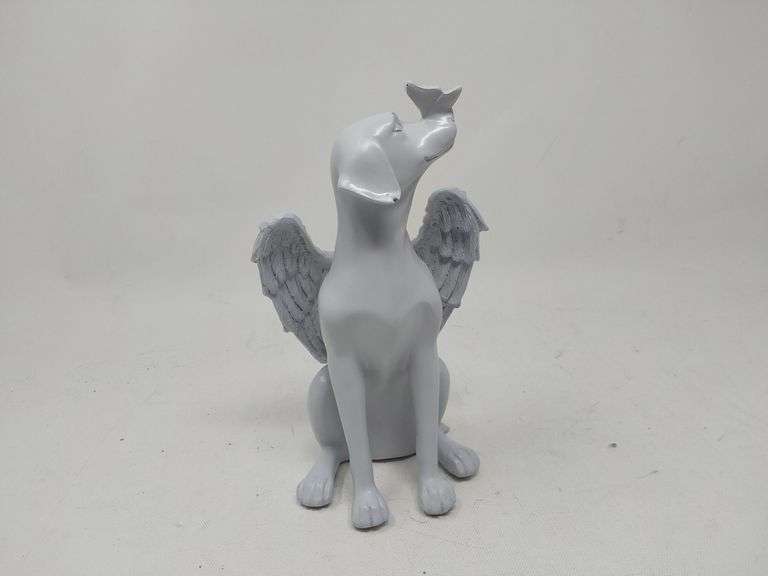 Dog Angel with Wings Pet Memorial Grave Marker Tribute Statue