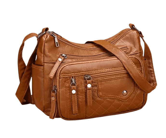 Women's Soft Leather Large Capacity Shoulder Bag – Brown 12" x 8"