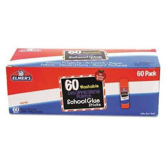 Elmer's, Disappearing Purple All Purpose Glue Sticks E503, 60 Pack