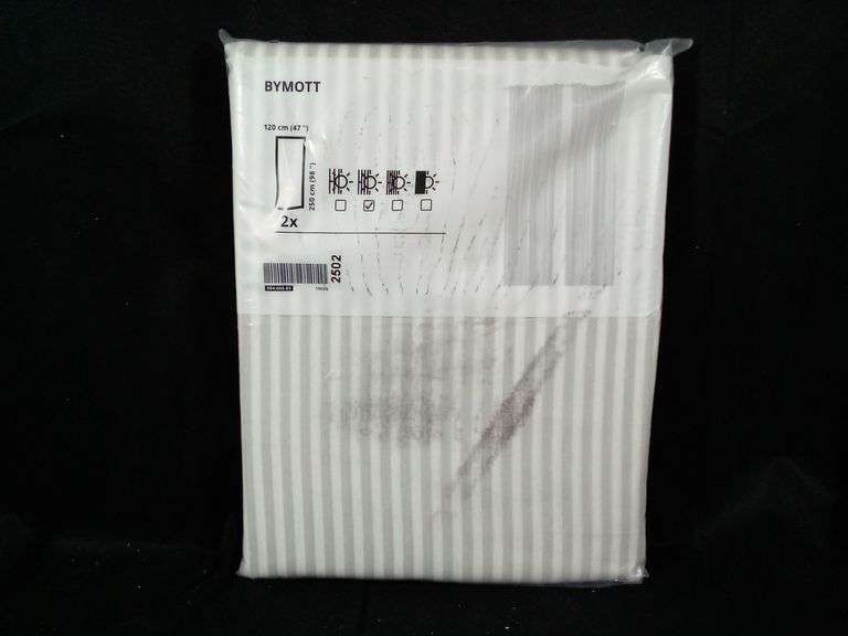 Ikea Bymott Striped White/Light Gray Curtains – 47" x 98" 2 Panels