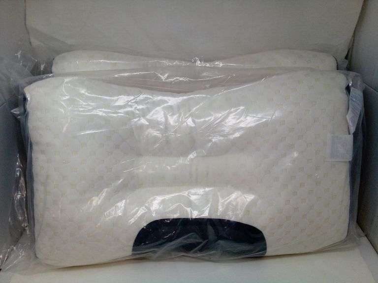 Lot of 2 - 8H Good Sleep Pillows, Cream & Gray, Standard 29"x19", Memory Foam