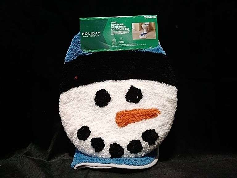 Holiday Living, Contour Snowman Bath Rug & Lid Cover Set, 2 Piece
