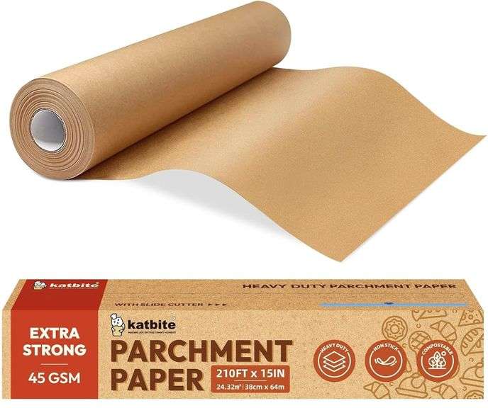 Katbite Heavy Duty Parchment Paper Roll – Brown 210' x 15" Extra Strong 45gsm