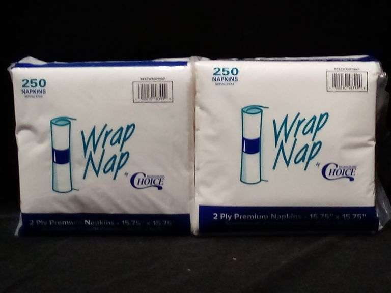 Lot Of 2 Choice, Wrap Nap 2 Ply Premium Napkins, White, 15.75"x15.75", 250 Count