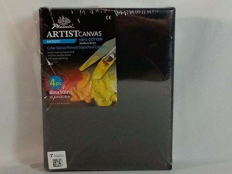 Phoenix, Artist Gesso Stretched Canvas, Black, 8"x10", 4 Pcs