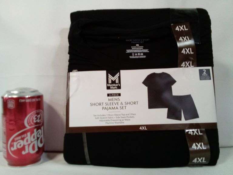Member's Mark Men's Short Sleeve & Short Pajama Set – Black Size: 4XL 2 Piece