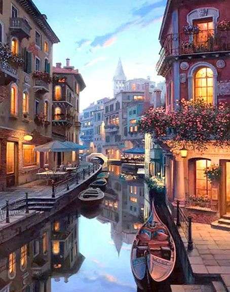 Venice Night View DIY Printed